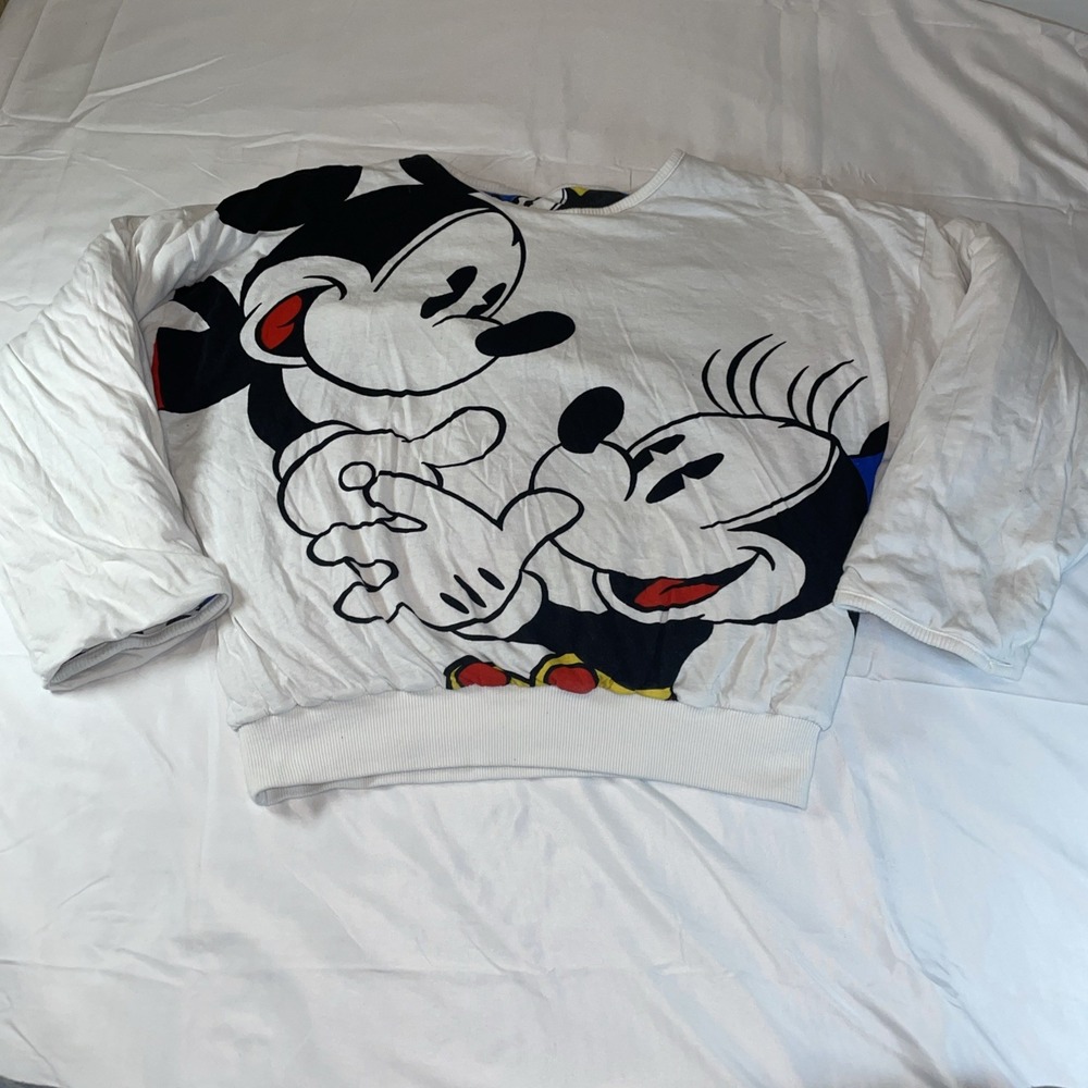 Vintage Reversible Mickey Minnie Mouse All Over Print Sweatshirt‎ Disney Retro